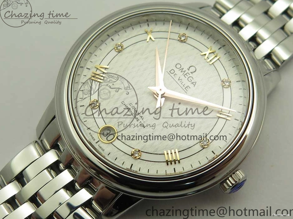 0712 De Ville Prestige Ladies 32.7mm SS MKF 1:1 Best Edition White Dial RG Markers on SS Bracelet MIYOTA Soft 7970